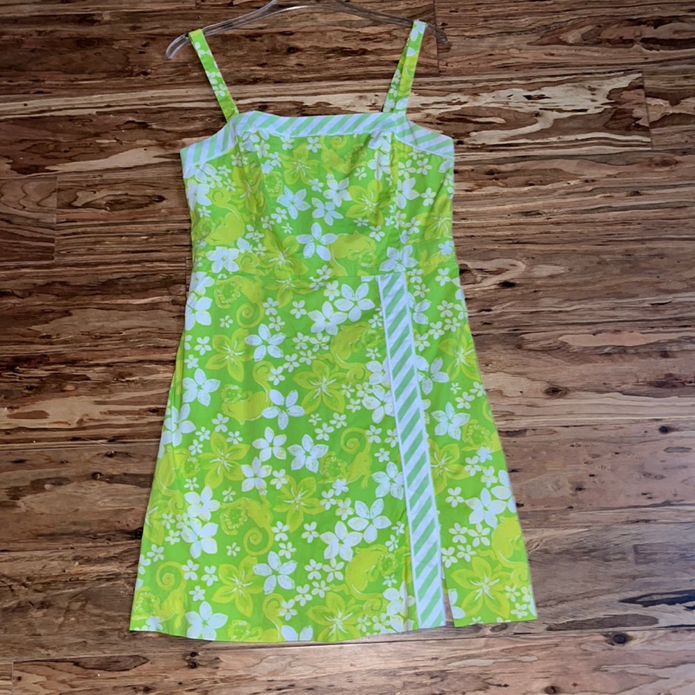 Lilly Pulitzer Green Floral Monkey Print Sleeveless Dress Size 8